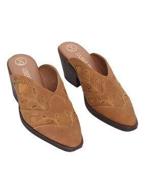 Sam and Libby Womens Floren Western Slip On Mule Sienna Brown Sz 9M